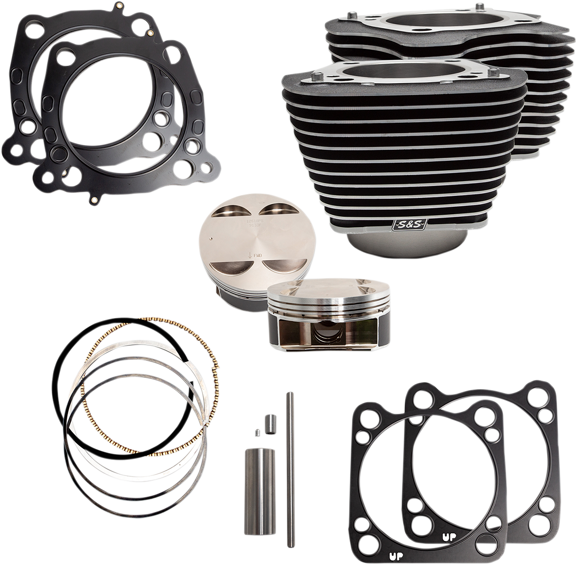 S&S CYCLE 128" Big Bore Cylinder Kit - Wrinkle Black with Highlighted Fins - For 114"/117" Engine - M8 910-0684