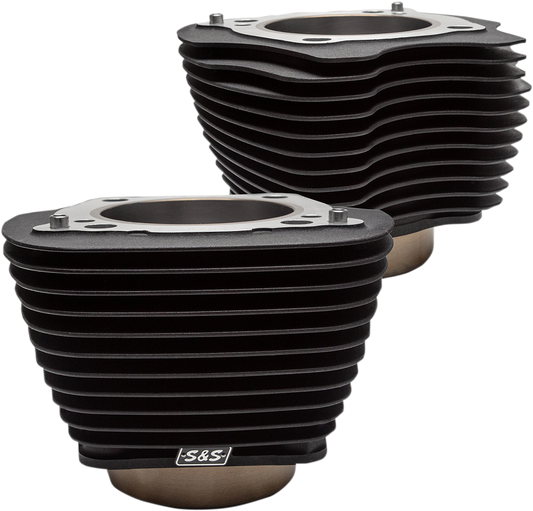 S&S CYCLE Big Bore Cylinder Set - 4.250" - Wrinkle Black w/o Highlighted Fins - M8 910-0683