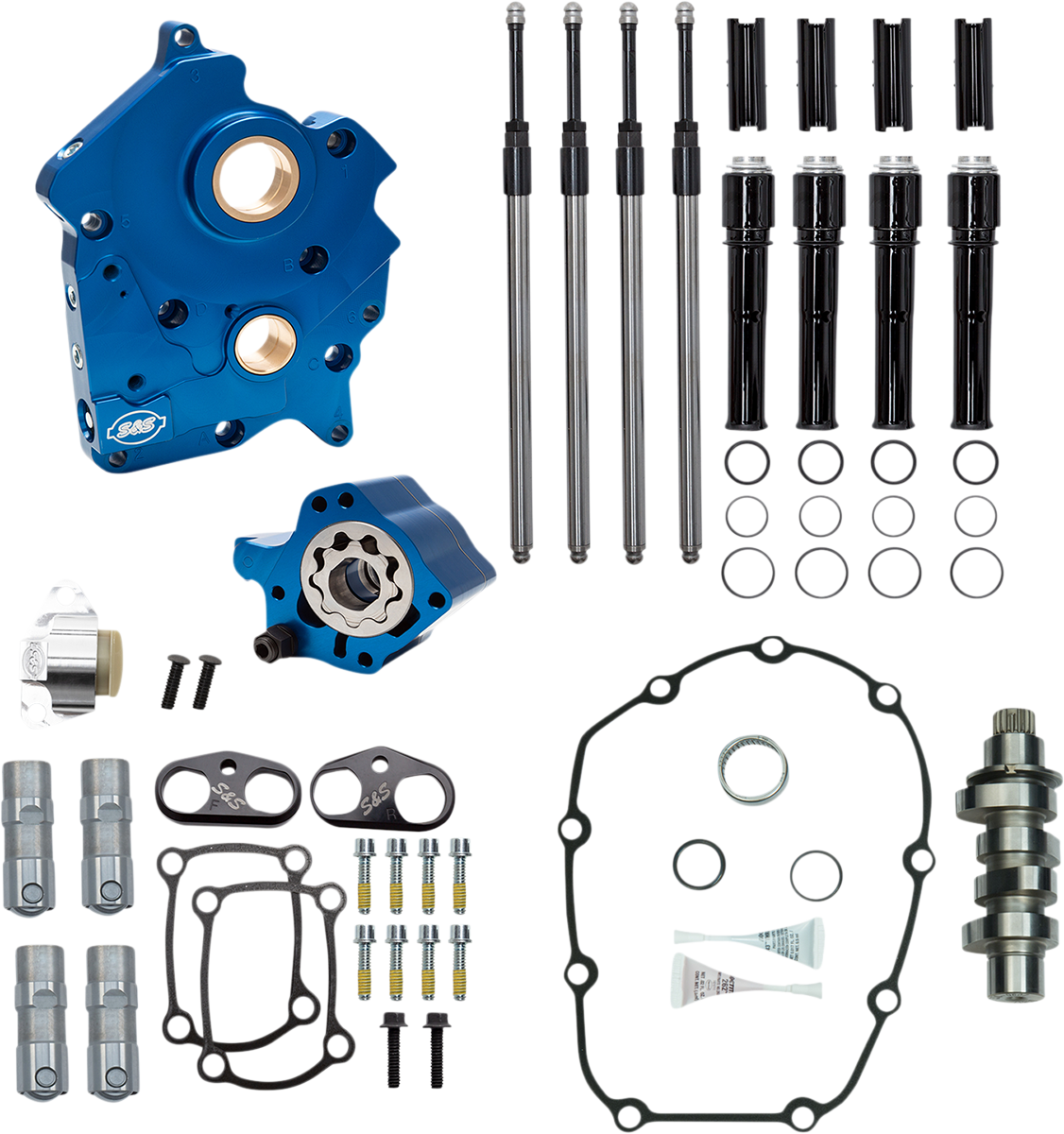 S&S CYCLE Cam Chest Kit with Plate - Chain Drive - Water Cooled - 475 Cam - Black Pushrods - M8 310-1008B