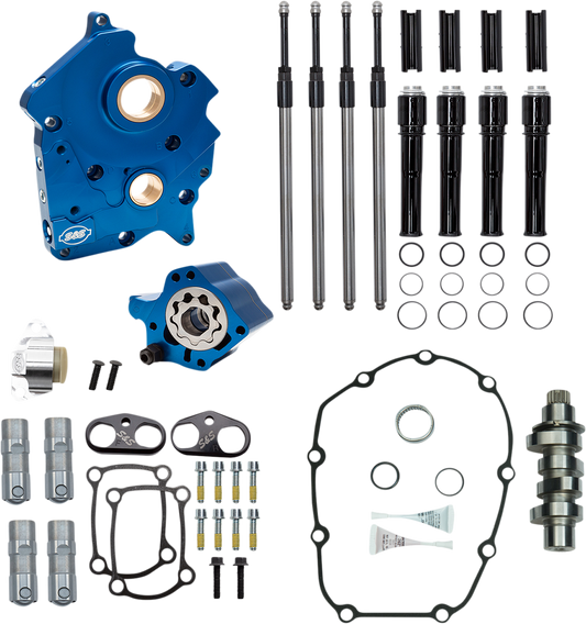 S&S CYCLE Cam Chest Kit with Plate - Chain Drive - Water Cooled - 475 Cam - Black Pushrods - M8 310-1008B