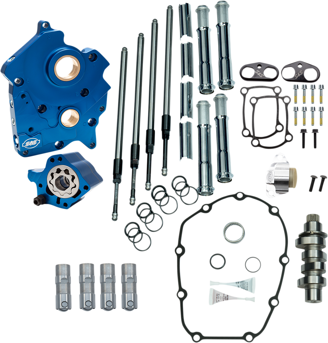 S&S CYCLE Cam Chest Kit with Plate - Chain Drive - Oil Cooled - 475 Cam - Chrome Pushrods - M8 310-1004B