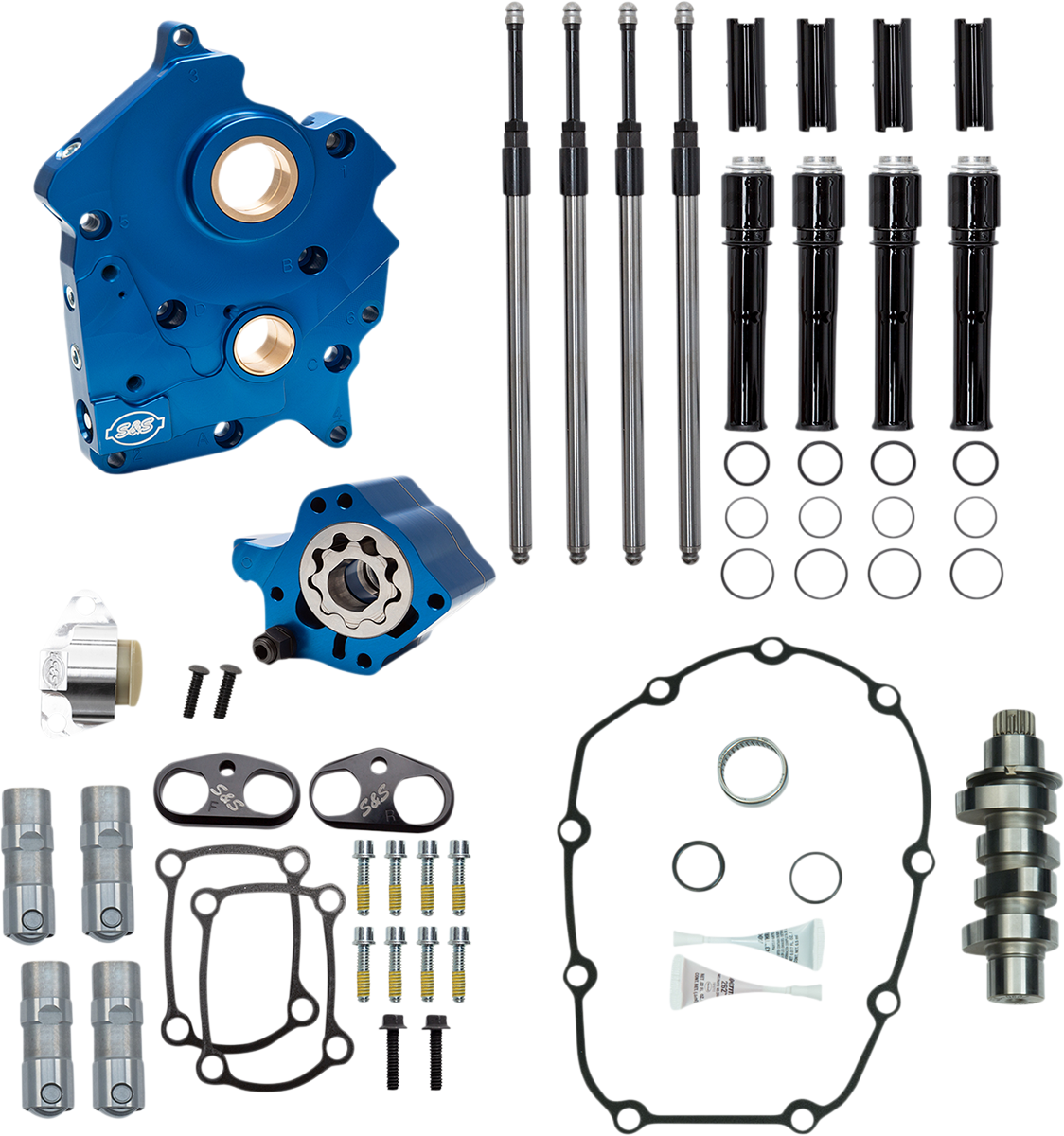 S&S CYCLE Cam Chest Kit with Plate - Chain Drive - Oil Cooled - 475 Cam - Black Pushrods - M8 310-1012B