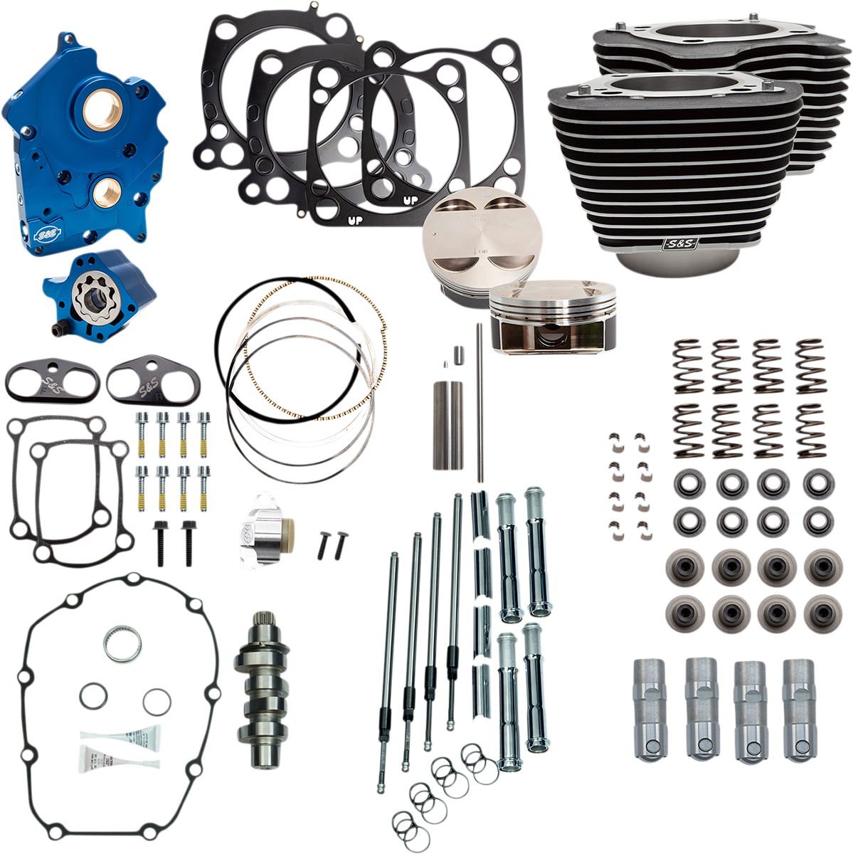S&S CYCLE 124" Power Package - Chain Drive - Highlighted Fins - Chrome Pushrod Tubes - 107" M8 310-1050B