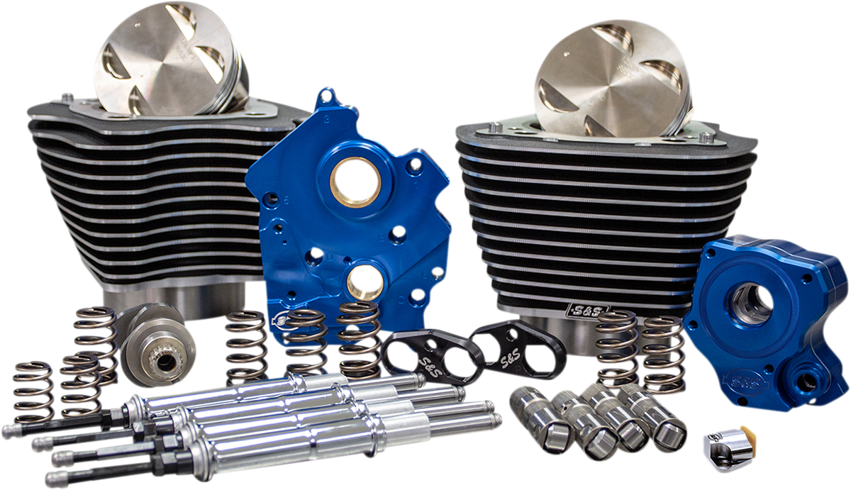 S&S CYCLE 124" Power Package - Chain Drive - Highlighted Fins - Chrome Pushrod Tubes - 107" M8 310-1052B