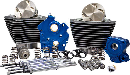 S&S CYCLE 124" Power Package - Chain Drive - Highlighted Fins - Chrome Pushrod Tubes - 107" M8 310-1052B