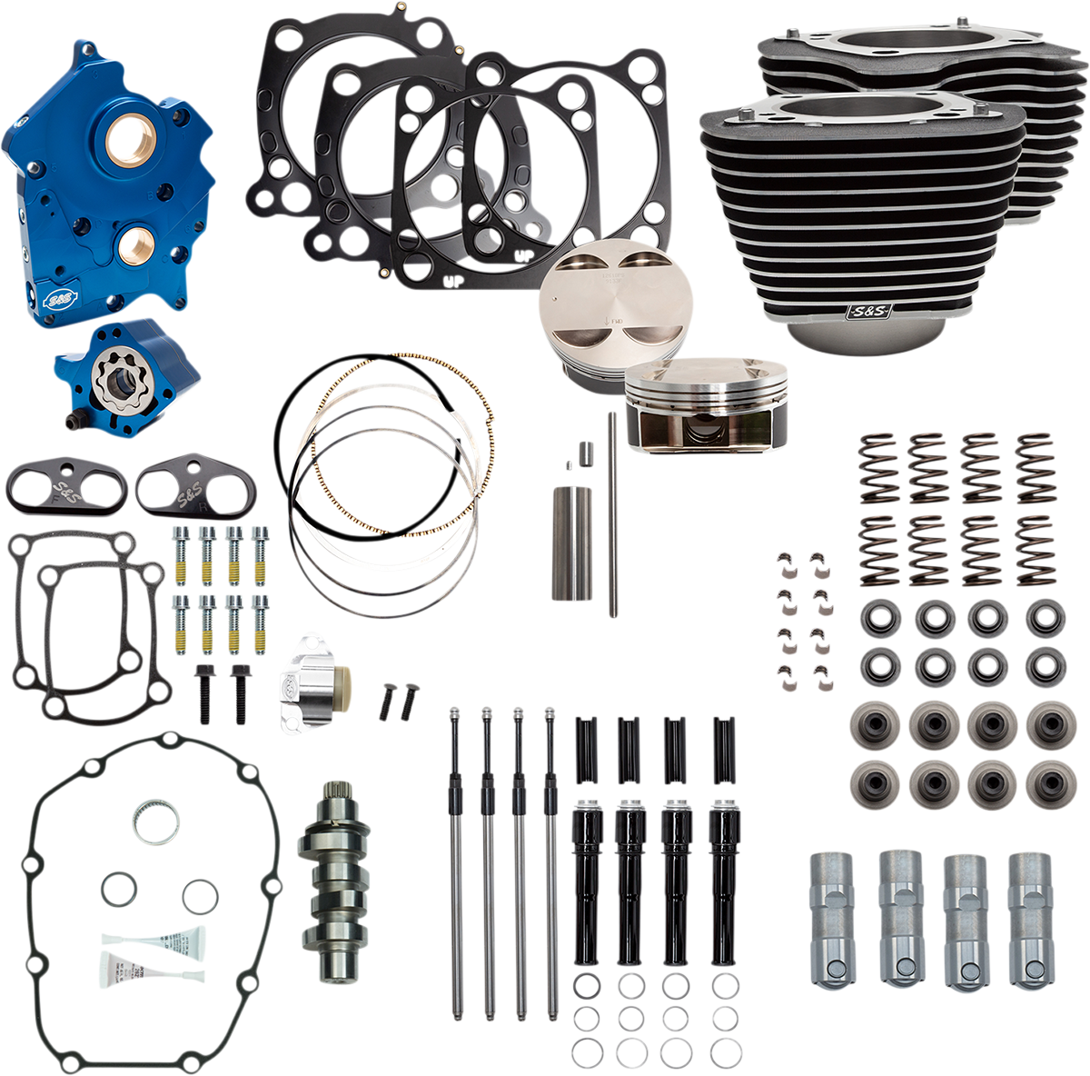 S&S CYCLE 124" Power Package - Chain Drive - Highlighted Fins - Black Pushrod Tubes - 107" M8 310-1056B