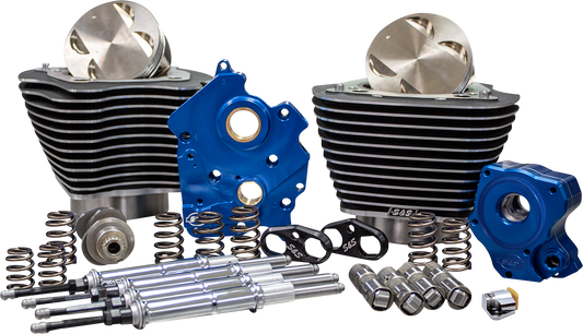 S&S CYCLE 124" Power Package - Chain Drive - Highlighted Fins - Chrome Pushrod Tubes - 107" M8 310-1050B