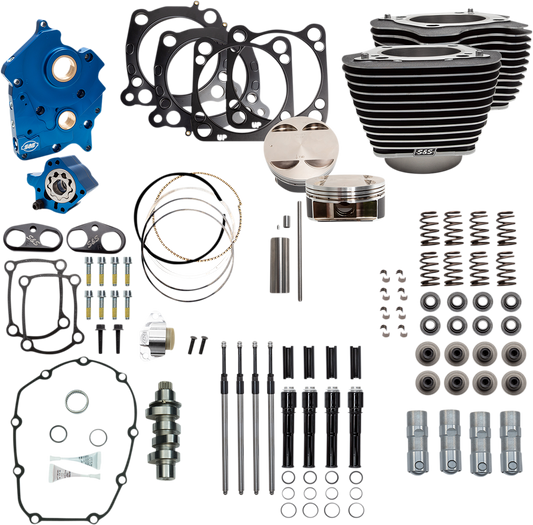 S&S CYCLE 124" Power Package - Chain Drive - Highlighted Fins - Black Pushrod Tubes - 107" M8 310-1054B