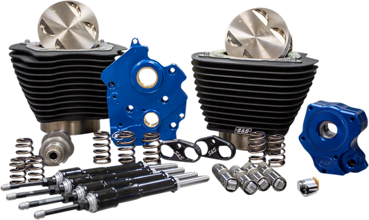 S&S CYCLE 124" Power Package - Chain Drive - Non-Highlighted Fins - Black Pushrod Tubes - 107" M8 310-1057B