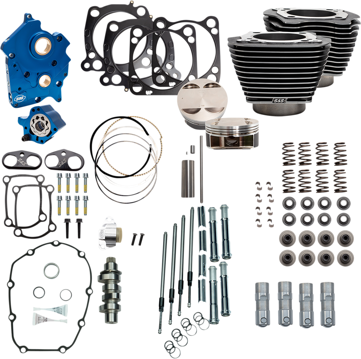 S&S CYCLE 128" Power Package - Chain Drive - Black Granite with Highlighted Fins - 114"/117" M8 310-1109B