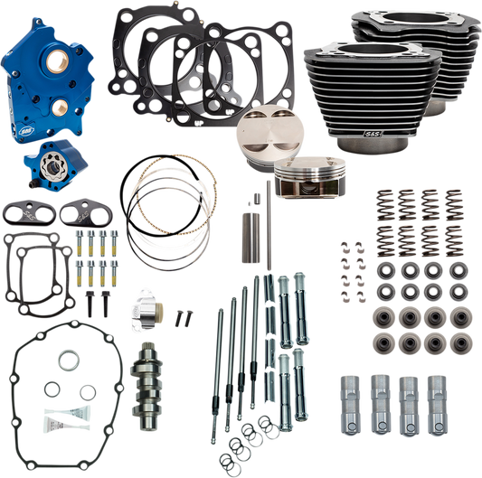 S&S CYCLE 128" Power Package - Chain Drive - Black Granite with Highlighted Fins - 114"/117" M8 310-1109B