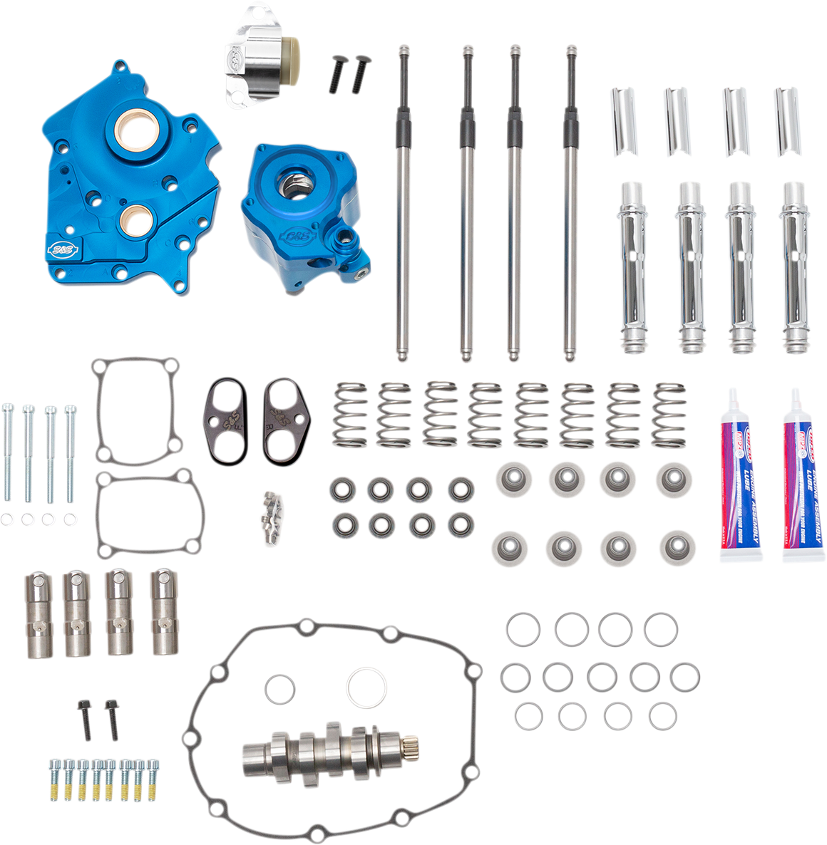 S&S CYCLE Cam Chest Kit with Plate - Chain Drive - Oil Cooled - 550 Cam - Chrome Pushrods - M8 310-1082B