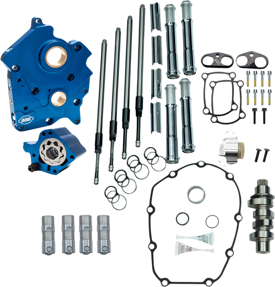 S&S CYCLE Cam Chest Kit with Plate - Chain Drive - Oil Cooled - 465 Cam - Chrome Pushrods - M8 310-1003B