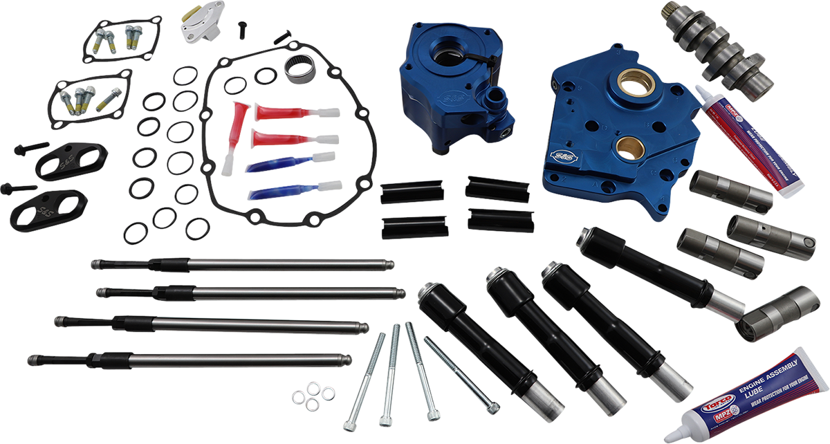 S&S CYCLE Cam Chest Kit with Plate - Chain Drive - Water Cooled - 465 Cam - Black Pushrods - M8 310-1007B