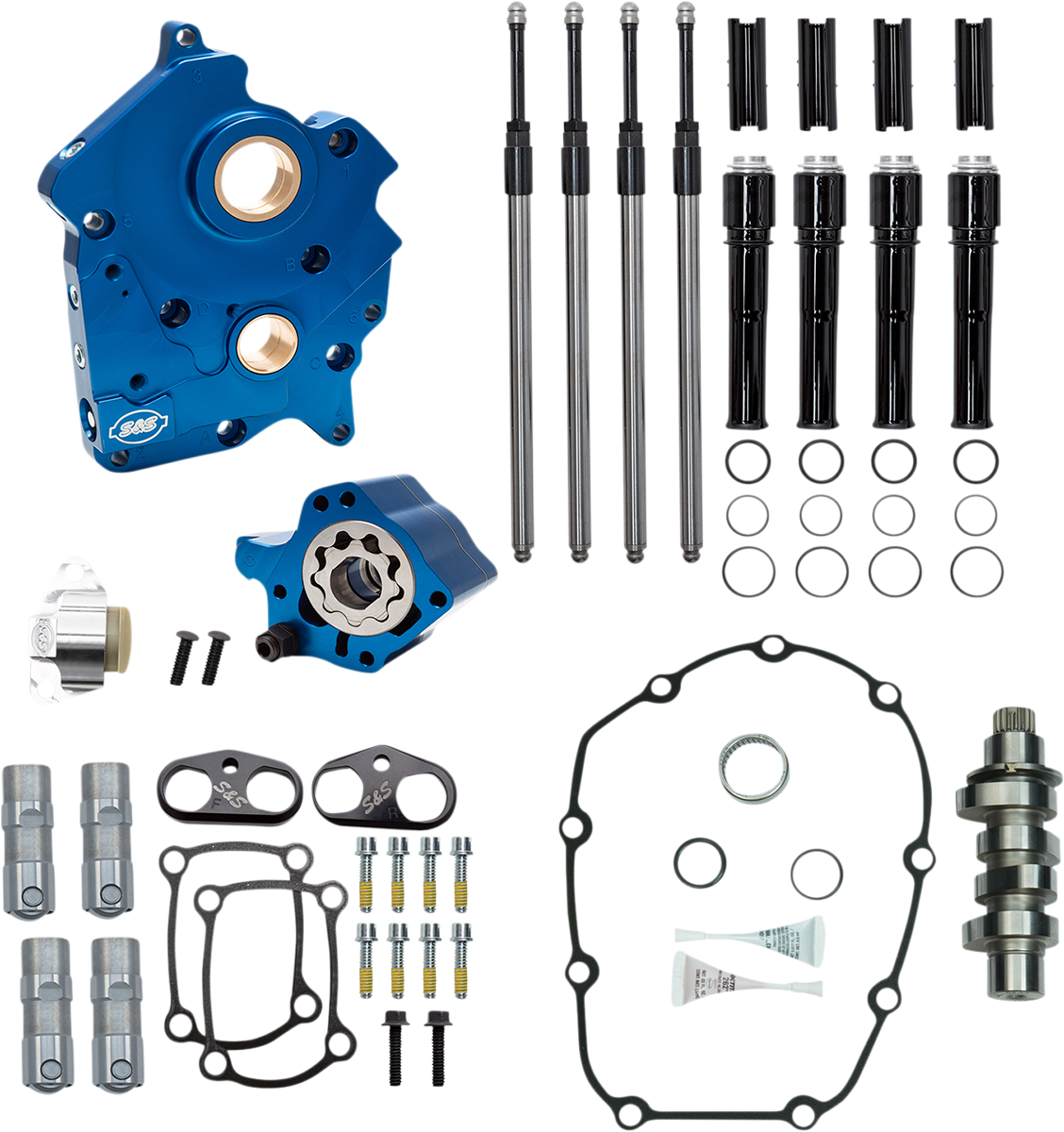 S&S CYCLE Cam Chest Kit with Plate - Chain Drive - Oil Cooled - 465 Cam - Black Pushrods - M8 310-1011B