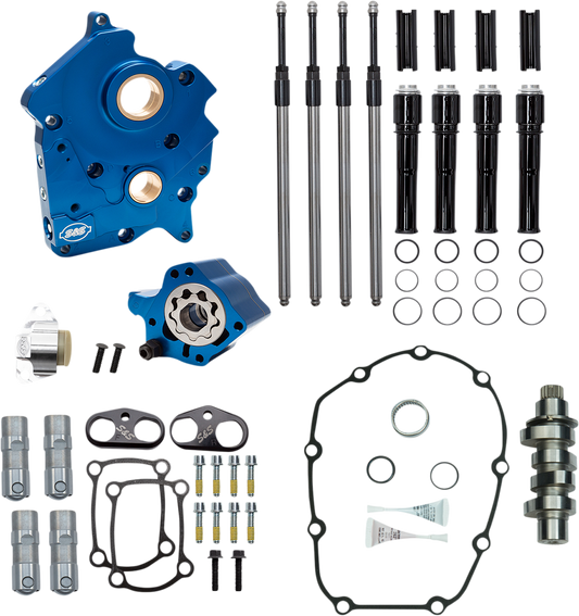 S&S CYCLE Cam Chest Kit with Plate - Chain Drive - Oil Cooled - 465 Cam - Black Pushrods - M8 310-1011B