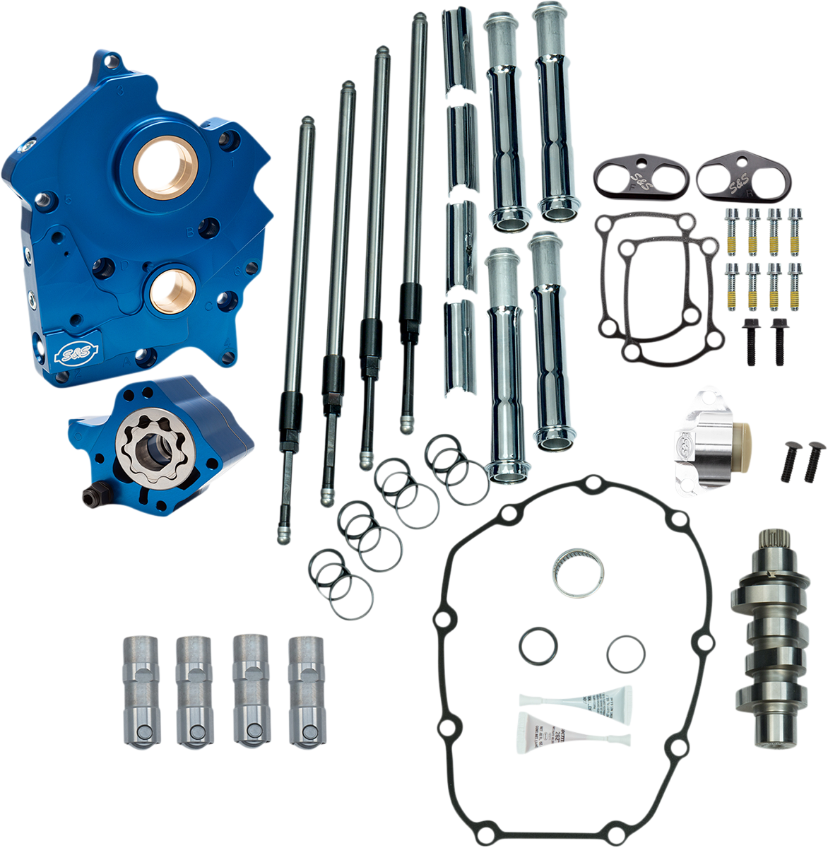 S&S CYCLE Cam Chest Kit with Plate - Chain Drive - Water Cooled - 465 Cam - Chrome Pushrods - M8 310-0999B