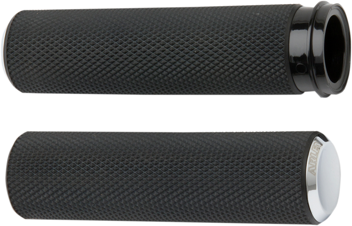 ARLEN NESS Knurled Grips - TBW - Chrome 07-326