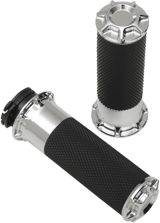 ARLEN NESS Beveled Grips - Cable - Chrome 07-330