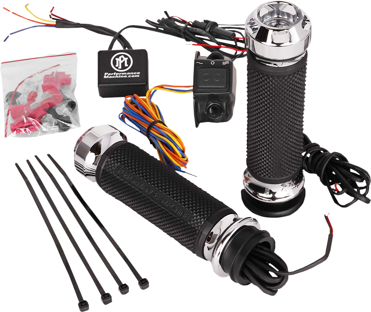 PERFORMANCE MACHINE (PM) Apex Heated Grips - TBW - Chrome 0063-2093-CH