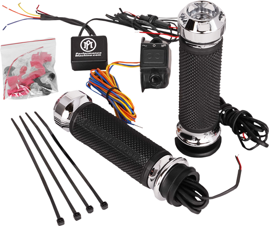 PERFORMANCE MACHINE (PM) Apex Heated Grips - TBW - Chrome 0063-2093-CH