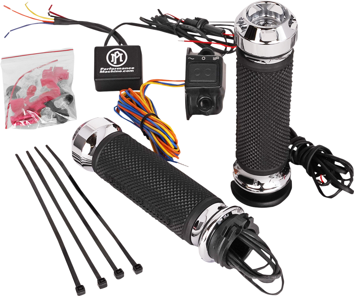 PERFORMANCE MACHINE (PM) Apex Heated Grips - Cable - Chrome 0063-2092-CH