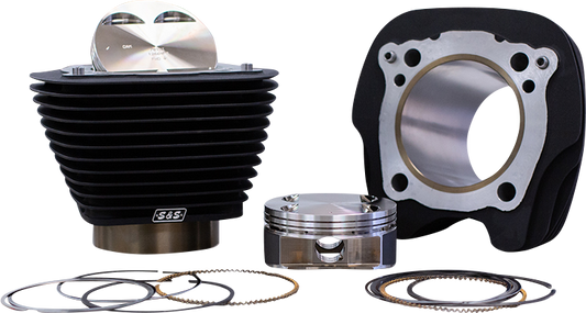 S&S CYCLE 129" Big Bore Cylinder Kit - Wrinkle Black w/o Highlighted Fins - For 107" Engine - M8 910-0844