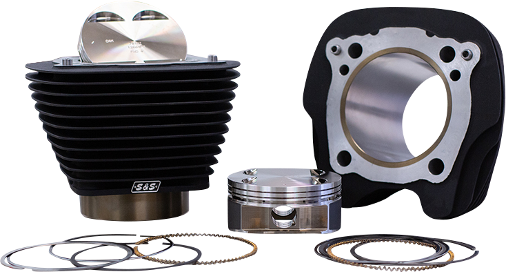 S&S CYCLE 132" Big Bore Cylinder Kit - Wrinkle Black w/o Highlighted Fins - For 114"/117" Engine - M8 910-0846