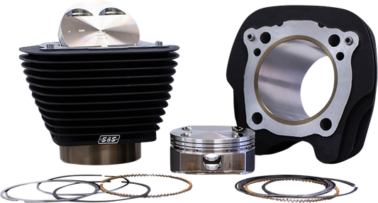 S&S CYCLE 132" Big Bore Cylinder Kit - Wrinkle Black w/o Highlighted Fins - For 114"/117" Engine - M8 910-0846