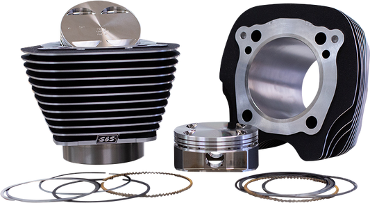 S&S CYCLE 129" Big Bore Cylinder Kit - Wrinkle Black/Highlighted Fins - For 107" Engine - M8 910-0843