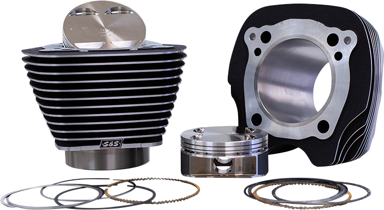 S&S CYCLE 129" Big Bore Cylinder Kit - Wrinkle Black/Highlighted Fins - For 107" Engine - M8 910-0843