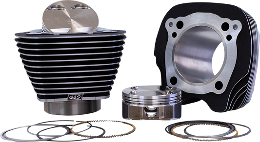 S&S CYCLE 132" Big Bore Cylinder Kit - Wrinkle Black/Highlighted Fins - For 114"/117" Engine - M8 910-0845