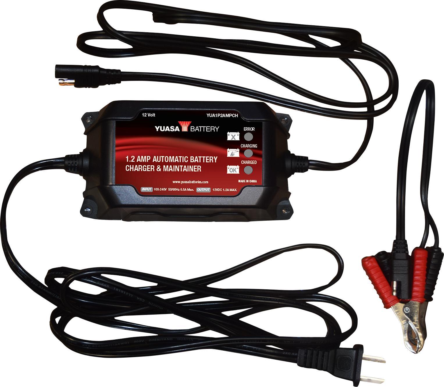 YUASA Battery Charger/Maintainer - Automatic - 1.2 Amp/12 V YUA1P2AMPCH