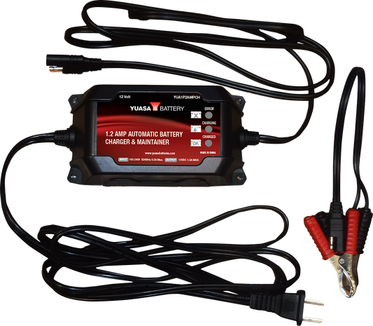 YUASA Battery Charger/Maintainer - Automatic - 1.2 Amp/12 V YUA1P2AMPCH