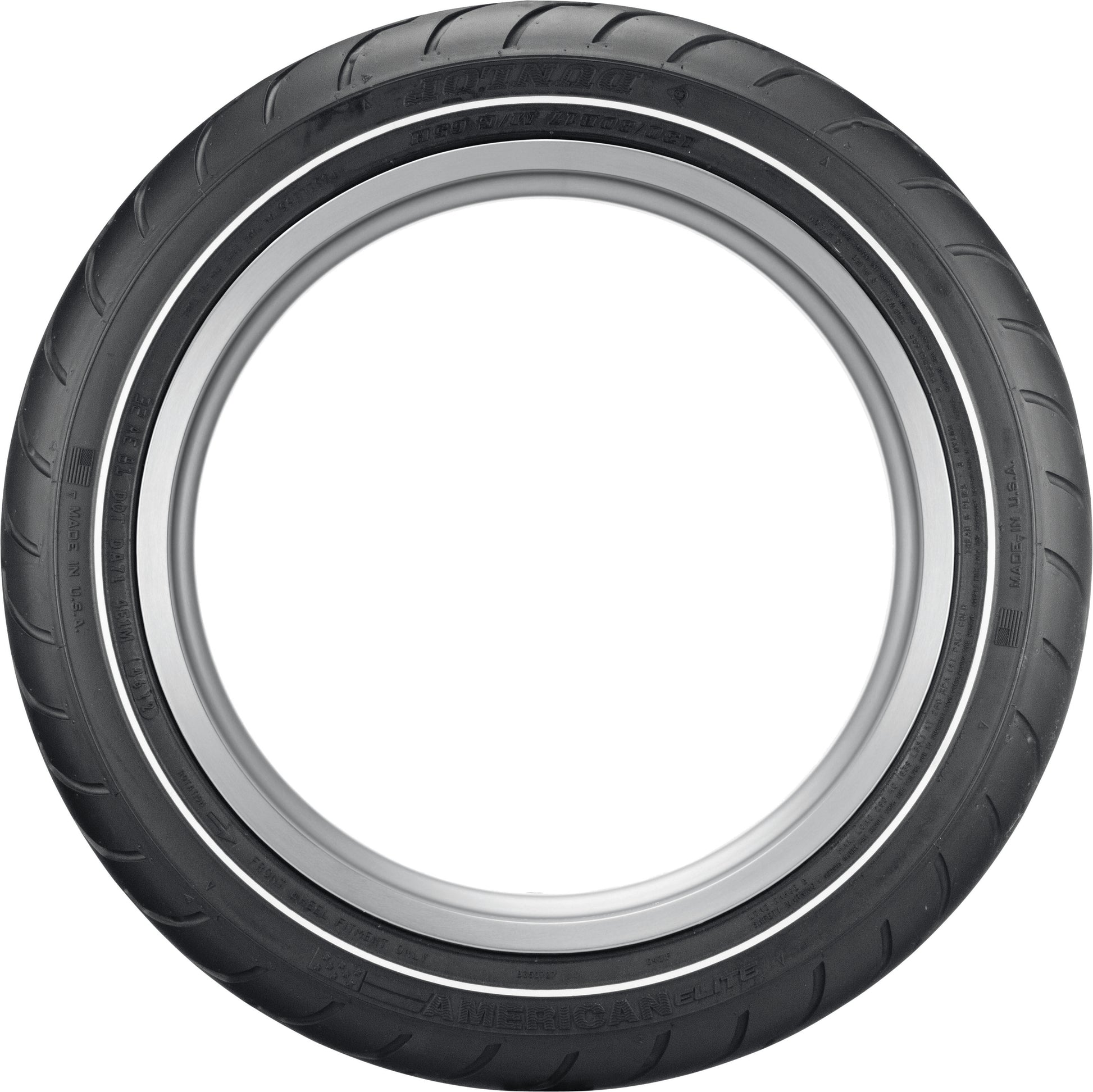 Dunlop American Elite Bias Front Tire - 130/80B17 M/C 65H TL  - Narrow Whitewall