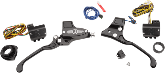 PERFORMANCE MACHINE (PM) Handlebar Control Kit - Cable - 9/16" Master Cylinder - Black 0062-4019-BM