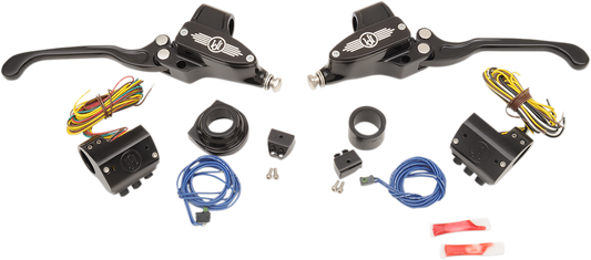 PERFORMANCE MACHINE (PM) Handlebar Control Kit - Hydraulic - 9/16" Master Cylinder - Black 0062-4020-BM