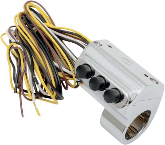 PERFORMANCE MACHINE (PM) Contour Billet Handlebar Switch - Left Side - Three Button - Hydraulic Clutch - Chrome 0062-2033-CH