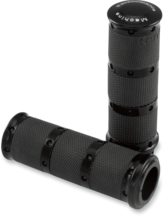 PERFORMANCE MACHINE (PM) Contour XL Renthal Wrapped Grips - TBW - Black 0063-2018-B