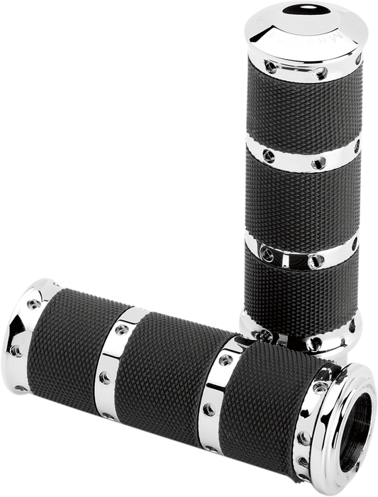 PERFORMANCE MACHINE (PM) Contour XL Renthal Wrapped Grips - TBW - Chrome 0063-2018-CH