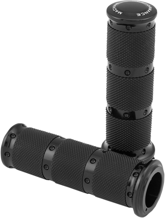 PERFORMANCE MACHINE (PM) Contour XLS Renthal Wrapped Grips - Cable - Black 0063-2086-B