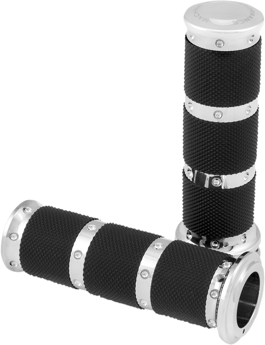 PERFORMANCE MACHINE (PM) Contour XLS Renthal Wrapped Grips - Cable - Chrome 0063-2086-CH