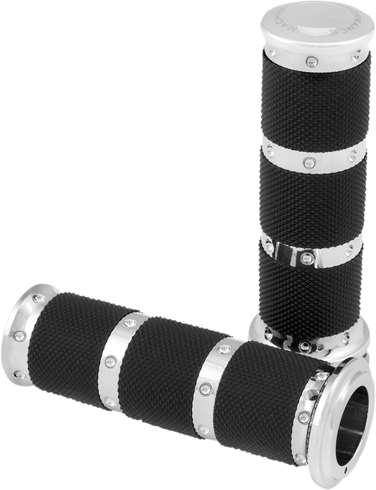 PERFORMANCE MACHINE (PM) Contour XLS Renthal Wrapped Grips - Cable - Chrome 0063-2086-CH