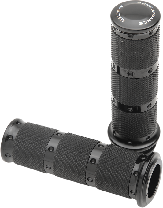 PERFORMANCE MACHINE (PM) Contour XLS Renthal Wrapped Grips - TBW - Black 0063-2087-B
