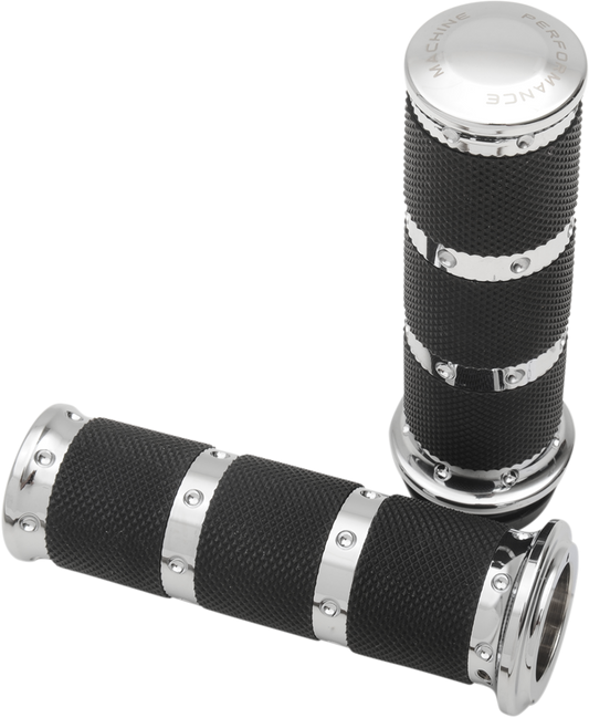 PERFORMANCE MACHINE (PM) Contour XLS Renthal Wrapped Grips - TBW - Chrome 0063-2087-CH