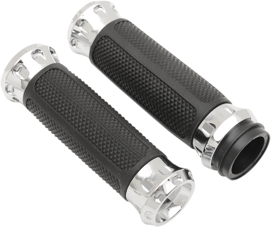 PERFORMANCE MACHINE (PM) Overdrive Custom Grips - TBW - Chrome 0063-2082-CH