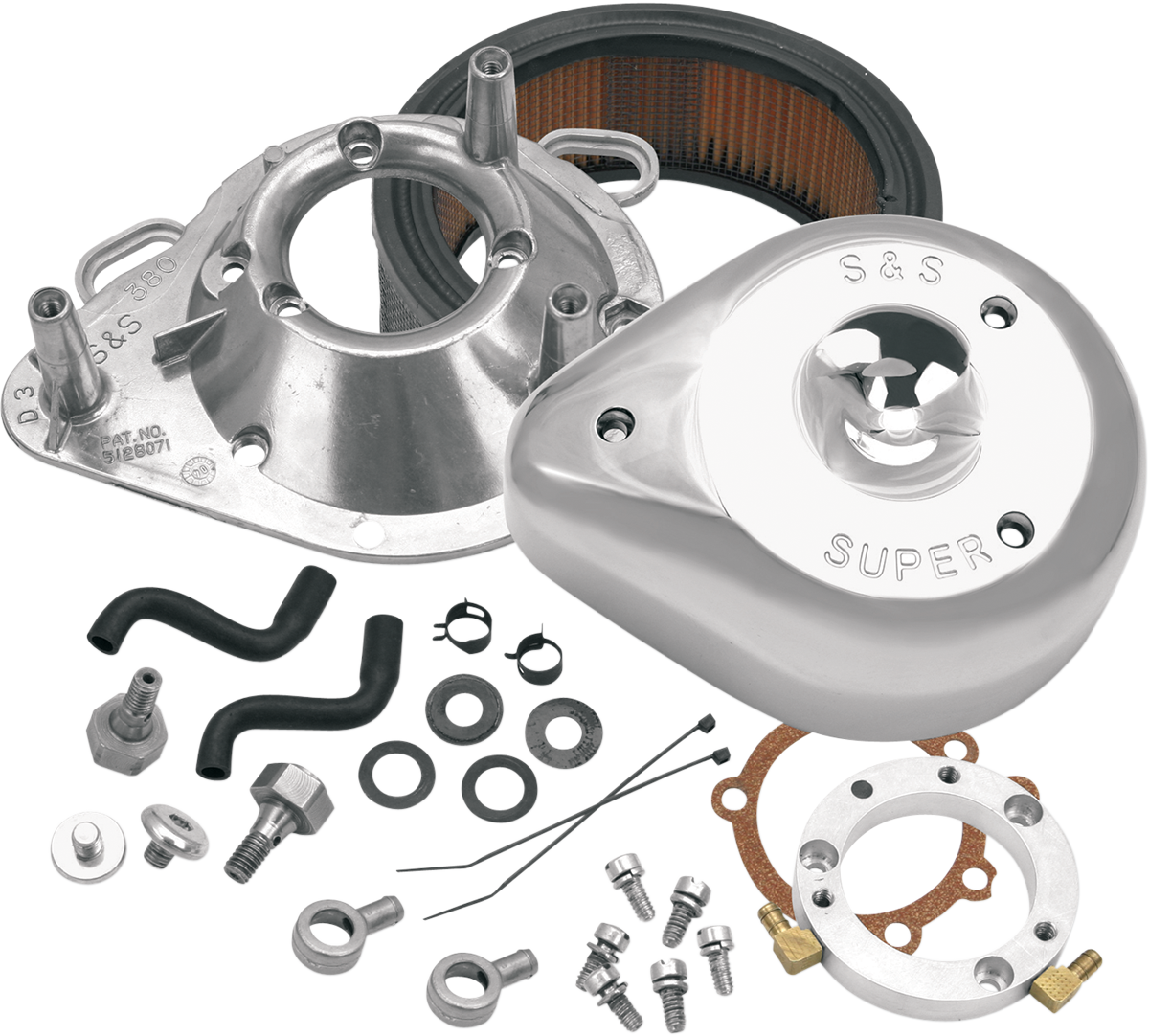 S&S CYCLE Teardrop Air Cleaner Kit - Chrome 17-0450