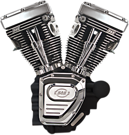 S&S CYCLE T124 Long Block Engine - Wrinkle Black and Chrome - Touring 310-0401A