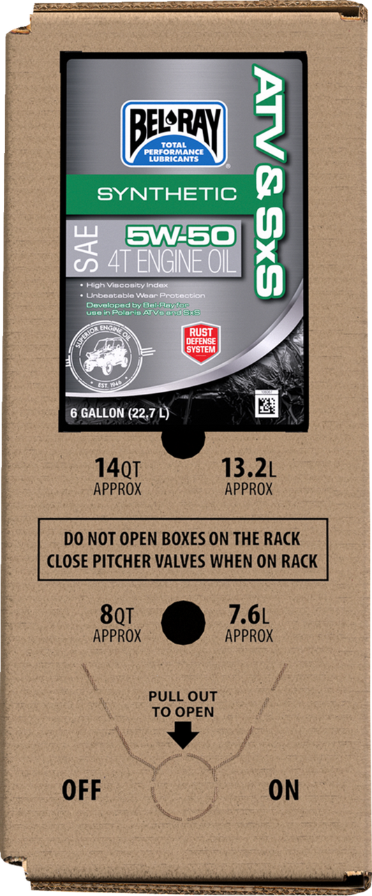 BEL-RAY ATV & SxS Synthetic Oil - 6 US Gal - Box in Bag 302664150033