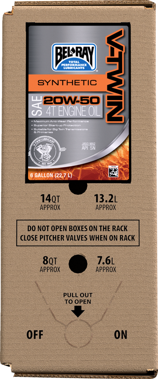 BEL-RAY V-Twin Synthetic Oil - 20W-50 - 6 U.S. gal. - Bag-In-Box 303133150033
